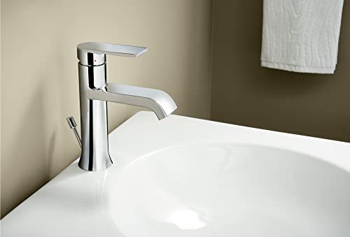 Moen Genta LX Chrome One-Handle Single Hole Modern Bathroom Sink Faucet with Optional Deckplate, 6702