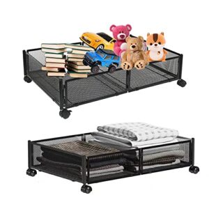 Coficina Under Bed Storage with Wheels,Rolling Under Bed Storage Containers,Under Bed Shoe Storage, Underbed Storage Drawers, Underbed Storage Basket for Clothes, Blankets,Shoes,Sweater (2 Pieces)