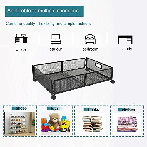 Coficina Under Bed Storage with Wheels,Rolling Under Bed Storage Containers,Under Bed Shoe Storage, Underbed Storage Drawers, Underbed Storage Basket for Clothes, Blankets,Shoes,Sweater (2 Pieces)