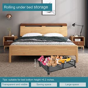 Coficina Under Bed Storage with Wheels,Rolling Under Bed Storage Containers,Under Bed Shoe Storage, Underbed Storage Drawers, Underbed Storage Basket for Clothes, Blankets,Shoes,Sweater (2 Pieces)