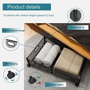 Coficina Under Bed Storage with Wheels,Rolling Under Bed Storage Containers,Under Bed Shoe Storage, Underbed Storage Drawers, Underbed Storage Basket for Clothes, Blankets,Shoes,Sweater (2 Pieces)