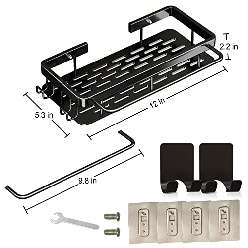 BASHO FAN Shower Caddy organizer - Large Capacity Shower Organizer With Hooks Easy Installation Adhesive Shower Shelf With 2 Razor Hooks for Bathroom Storage Kitchen Shelf Rack