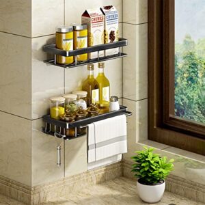 BASHO FAN Shower Caddy organizer - Large Capacity Shower Organizer With Hooks Easy Installation Adhesive Shower Shelf With 2 Razor Hooks for Bathroom Storage Kitchen Shelf Rack