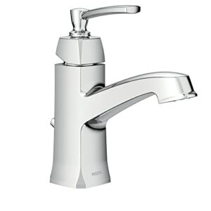 moen conway chrome one-handle single hole or centerset bathroom faucet with drain assembly, ws84923