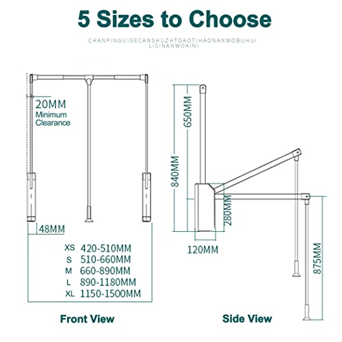 SXFYWYM Adjustable Pull Down Closet Rod, Heavy Duty Hanger for Hanging Clothes Wardrobe Rail Lift Organizer Storage System, Premium Polished Chrome, Closet Rods for Hanging Clothes, 660to890mm