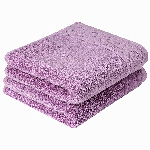 Jixiangdou Hand Towel , Cotton Hand Towel Ultra Soft Large Absorbent Towel for Bathroom Home Hotel Spa, 13 x 30 Inches, 2 Pack,Purple