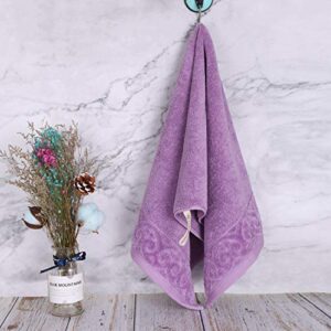 Jixiangdou Hand Towel , Cotton Hand Towel Ultra Soft Large Absorbent Towel for Bathroom Home Hotel Spa, 13 x 30 Inches, 2 Pack,Purple