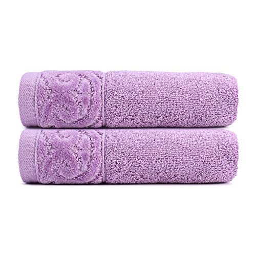 Jixiangdou Hand Towel , Cotton Hand Towel Ultra Soft Large Absorbent Towel for Bathroom Home Hotel Spa, 13 x 30 Inches, 2 Pack,Purple