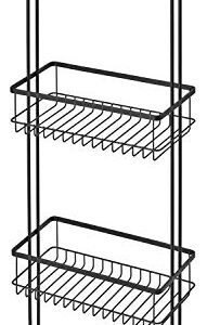 iDesign Everett Metal Standing Shower Caddy, 3-Tier Bath Shelf Baskets for Towels, Soap, Shampoo, Lotion, Accessories, 12.36" x 6.88" x 32.11", Matte Black