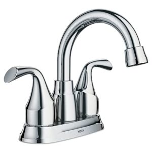 moen chrome idora two-handle centerset bathroom sink faucet with drain assembly, bathroom faucets for 3-hole sinks, 84115