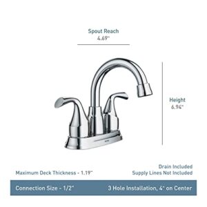 Moen Chrome Idora Two-Handle Centerset Bathroom Sink Faucet with Drain Assembly, Bathroom Faucets for 3-Hole Sinks, 84115