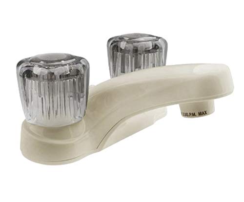 Dura Faucet DF-PL700S-BQ RV Bathroom Faucet with Smoked Acrylic Knobs (Bisque Parchment)