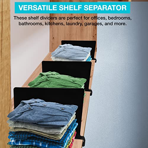 Acrylic Shelf Dividers for Closet Organization - Moveable, Easy to Install, Wood Bookcase, Library, Wardrobe, Closet Shelf Divider - Wood Closet Separators for Clothes, Pack of 8