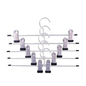 xelue ff 5 pcs anti-rust clothes pant trouser/skirt hangers with non-slip adjustable clips