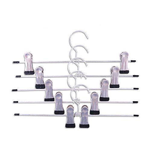 Xelue FF 5 Pcs Anti-Rust Clothes Pant Trouser/Skirt Hangers with Non-Slip Adjustable Clips