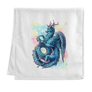 alaza dragon watercolor anime towels 100% cotton hand towel for bathroom 16 x 30 inch, absorbent soft & skin-friendly, 2 pieces