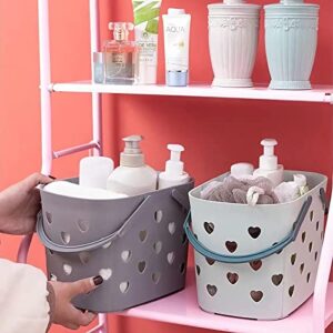 Anyoifax 2 Pack Portable Shower Caddy Tote Plastic Storage Basket with Handle Box Organizer Bin for Bathroom, Pantry, Kitchen, College Dorm, Garage, Set of 2 - Pink & Grey