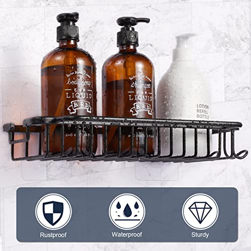 IBITION Shower Caddy, 3-Pack Adhesive Bathrooom Organizer,Shower Shelves for Inside Shower with Soap Dish,Rustproof Wall-Mounted Shower Accessories, Black