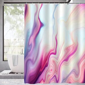 DDQQ 4Pcs Marble Shower Curtain Sets with Rugs Purple Bathroom Sets Marble Decor Bathroom Curtains Shower Set Toilet Lid Cover and Bath Mat, Marble Shower Curtain with 12 Hooks