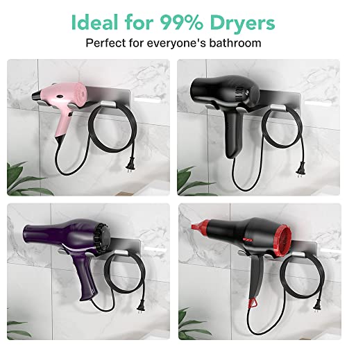 BelleJoomu Hair Dryer Holder Wall Mount Compatible with Dyson Hair Dryer, 304 Stainless Steel Hair Dryer Blow Diffuser Holder Organizer Adhesive for The Bathroom