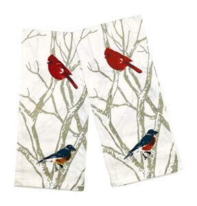 india overseas bird watching hand towels: colorful artistic wildlife design, set of 2