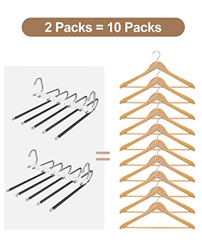 DEMKICO Pants Hangers Space Saving, 2 Pack Anti-Slip Design Stainless Steel Multifunctional Clothes Pants Hangers, Closet Organizers and Storage for Pants Jeans Scarf Skirts Trousers