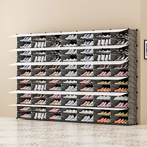 KOUSI Portable Shoe Rack Organizer 168 Pair Tower Shelf Storage Cabinet Stand Expandable for Heels, Boots, Slippers, 12 Tier White