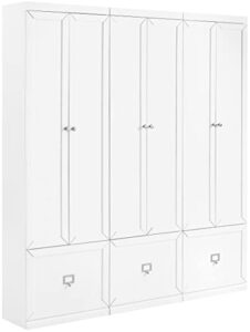 crosley furniture harper 3-piece entryway set with 3 pantry closets, white