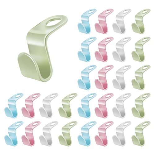 60Pcs Space Saving Hanger Hooks Connector, Mini Cascading Hanger Connection Hooks Extender Clips Connection Hooks, Heavy Duty Outfit Hangers for Closet Organizer(White, Pink, Blue, Green)