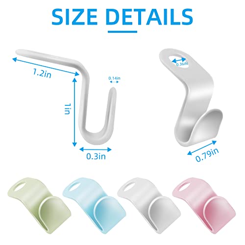 60Pcs Space Saving Hanger Hooks Connector, Mini Cascading Hanger Connection Hooks Extender Clips Connection Hooks, Heavy Duty Outfit Hangers for Closet Organizer(White, Pink, Blue, Green)