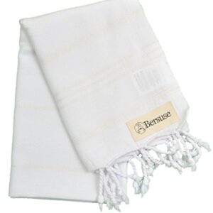 Bersuse 100% Cotton Anatolia Turkish Hand Towel - 23x43 Inches, White