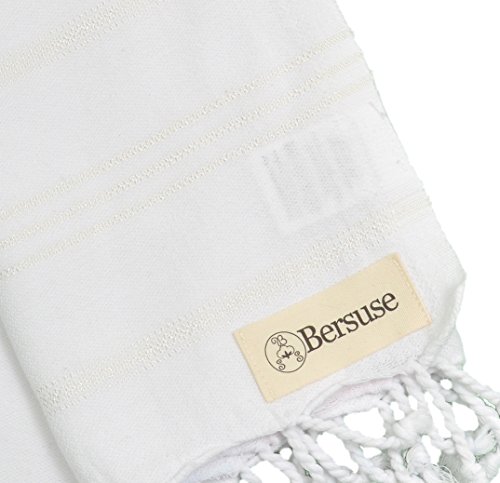 Bersuse 100% Cotton Anatolia Turkish Hand Towel - 23x43 Inches, White