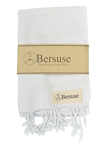 Bersuse 100% Cotton Anatolia Turkish Hand Towel - 23x43 Inches, White