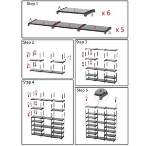 VIZUN 8 Tier Large Shoe Rack Organizer, 45-50 Pair Shoes Boots Storage, Metal Shoe Shelf Closet, Sturdy Heavy Duty Shoe Tower for Entryway Garage Living Room