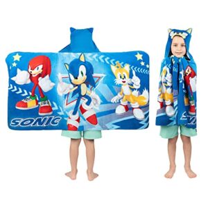 sonic the hedgehog, anime, bath/pool/beach soft cotton terry hooded towel wrap, 24 in x 50 in, by franco kids