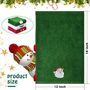 Armyte Christmas Hand Towels, 100% Cotton Bathroom Kitchen Washcloths, Wash Basin Towels 12 x 18, Christmas Holiday, Dish Towels for Drying, Cleaning, Cooking & Baking (3 Set: Red, White, Green)