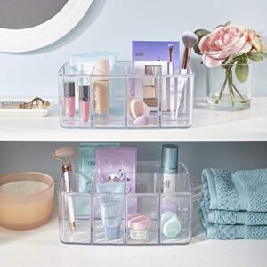 STORi 5-Compartment Clear Plastic Organizer | Rectangular Divided Makeup and Vanity Storage Bin and Office Desk Caddy | Scalloped Wall Design | Made in USA