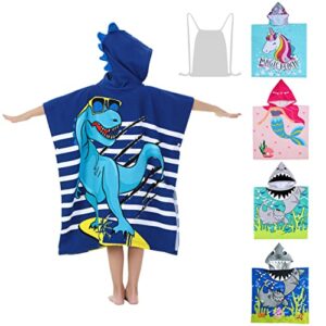 athaelay dinosaur beach towel with hood for 3-10 years boys and girls hooded towels bath robe for kids with drawstring bag