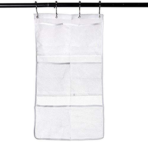 6-Pocket Bathroom Save Space Tub With 4 Rings Shower Hanging Mesh Organizer Caddy Storage Bag Quick Dry Hanging Caddy And Bath Organize