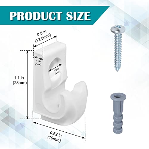 Wire Shelf Loop Clips 24 PCS Plastic Down Wall Clips for Wire Shelving Plastic Wall Closet Shelves Clips Screws and Expansion Tubes Included White