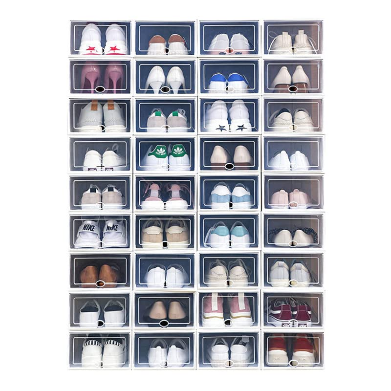 LOWFI Thickened Plastic Shoe Box Storage Box Transparent Shoe Storage Anti-Oxidation Flip Lid Shoe Cabinet Shoe Rack Storage