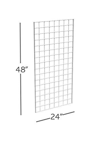 Only Garment Racks #1899W Grid Panels - Perfect Metal Grid for Any Retail Display, 2' Width x 4' Height, 3 Grids Per Carton (White) (Pack of 3)