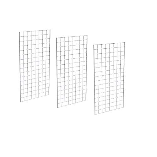 Only Garment Racks #1899W Grid Panels - Perfect Metal Grid for Any Retail Display, 2' Width x 4' Height, 3 Grids Per Carton (White) (Pack of 3)