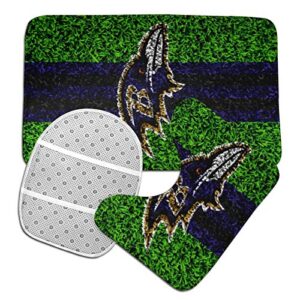 Baltimore Raven Bathroom Rugs and Mats Sets 3 Piece,American Football Design Non Slip U-Shaped Contour Toilet Mats, Bath Mat and Toilet Lid Cover for Tub Shower and Bath Room