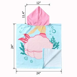 NovForth Kids Beach Towel for Boys Girls, Mermaid Hooded Bath Towel Wrap, Toddler Pool Towel with Hood