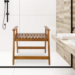 Teak Bathtub Tray and Teak Shower Chair with Arms