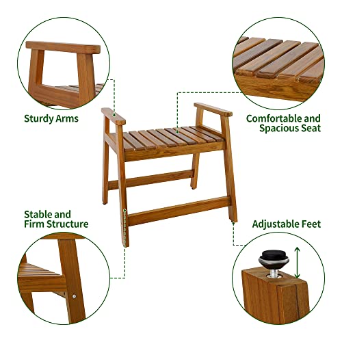 Teak Bathtub Tray and Teak Shower Chair with Arms