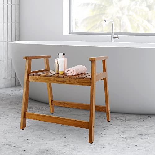 Teak Bathtub Tray and Teak Shower Chair with Arms