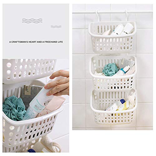 TOPINCN Plastic Hanging Shower Basket with Rotatable Hook, Shower Caddy Tote Storage Bin Household Storage Organizer Basket Space Saving Hanging Organizer for Bathroom Kitchen Dorm Room