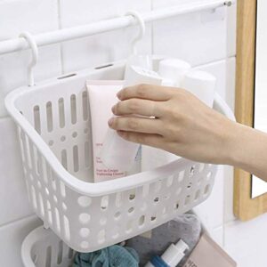 TOPINCN Plastic Hanging Shower Basket with Rotatable Hook, Shower Caddy Tote Storage Bin Household Storage Organizer Basket Space Saving Hanging Organizer for Bathroom Kitchen Dorm Room